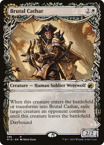 Brutal Cathar (Showcase) (MID-286)  - Innistrad: Midnight Hunt: (Showcase, Double Faced Transform)