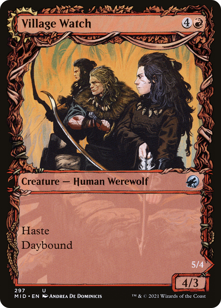 Village Watch (Showcase) (MID-297)  Foil - Innistrad: Midnight Hunt: (Showcase, Double Faced Transform)