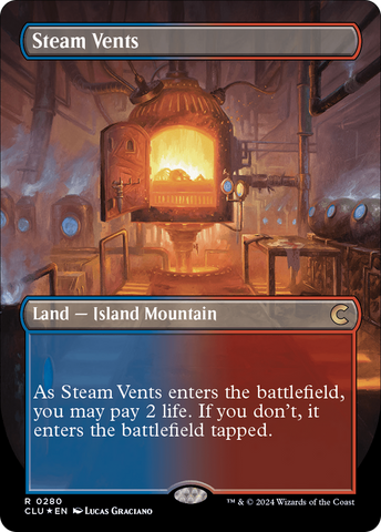Steam Vents (Borderless) (CLU-280)  Foil - Ravnica: Clue Edition