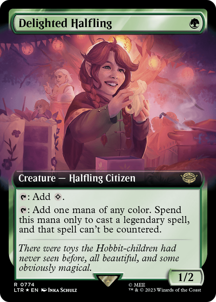 Delighted Halfling (Extended Art) (Surge Foil) (LTR-774)  Foil - The Lord of the Rings: Tales of Middle-earth: (Extended Art)