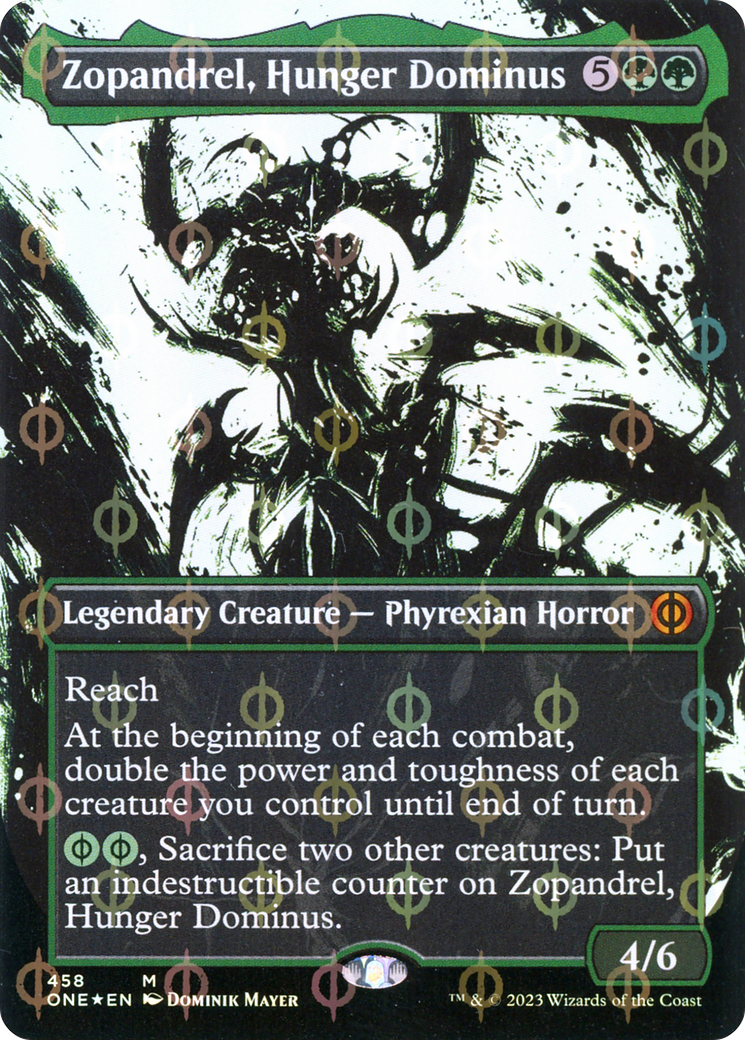 Zopandrel, Hunger Dominus (Showcase) (Step-and-Compleat Foil) (ONE-458)  Foil - Phyrexia: All Will Be One: (Showcase) (Borderless)