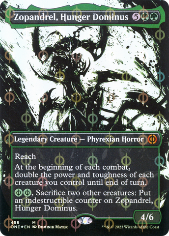 Zopandrel, Hunger Dominus (Showcase) (Step-and-Compleat Foil) (ONE-458)  Foil - Phyrexia: All Will Be One: (Showcase) (Borderless)