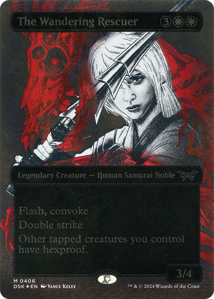 The Wandering Rescuer (Showcase) (Textured) (DSK-406)  Foil - Duskmourn: House of Horror: (Showcase) (Borderless)