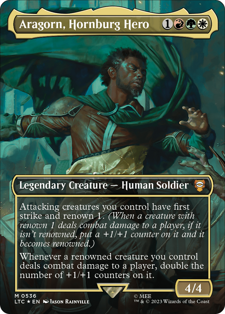 Aragorn, Hornburg Hero (Borderless) (Surge Foil) (LTC-536)  Foil - Tales of Middle-earth Commander
