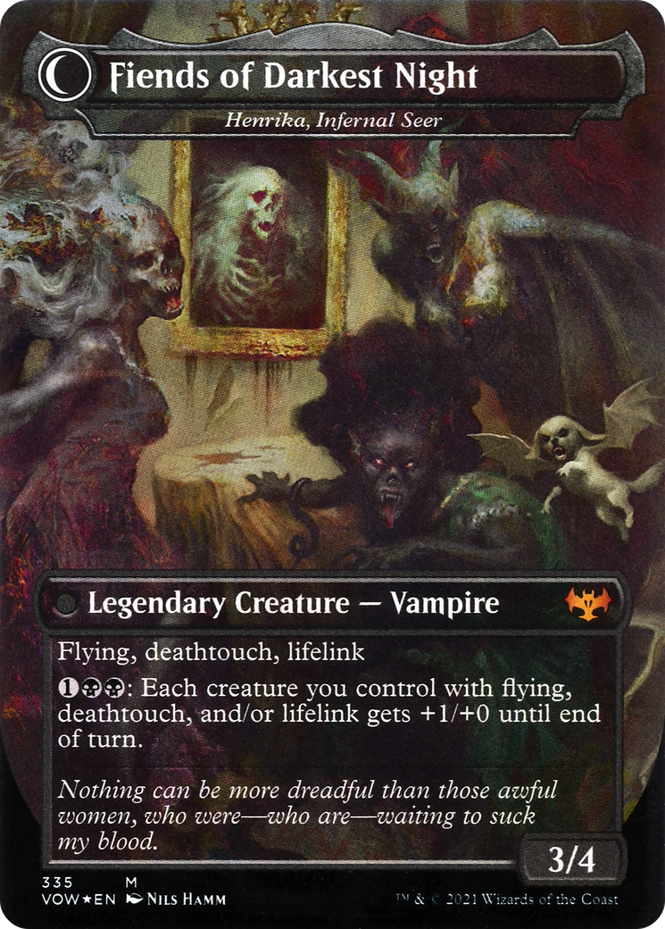 The Three Weird Sisters - Henrika Domnathi (VOW-335)  Foil - Innistrad: Crimson Vow: (Double Faced Transform) (Borderless)