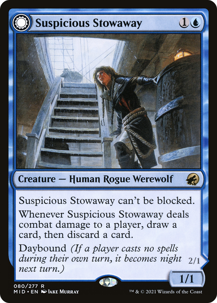 Suspicious Stowaway (MID-080)  - Innistrad: Midnight Hunt: (Double Faced Transform)
