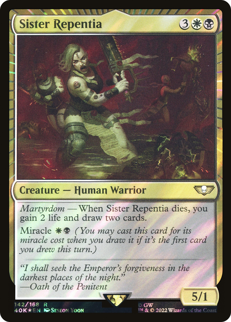 Sister Repentia (Surge Foil) (40K-142)  Foil - Warhammer 40,000 Commander: (miracle)
