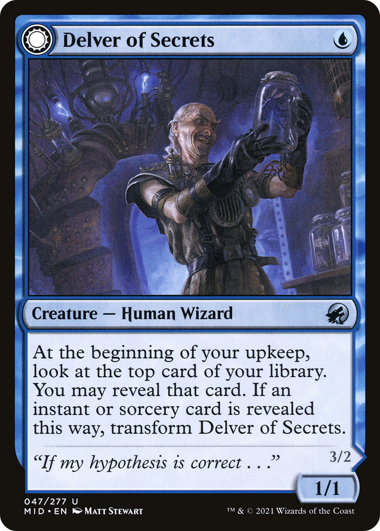 Delver of Secrets (MID-047)  Foil - Innistrad: Midnight Hunt: (Double Faced Transform)