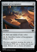 Letter of Acceptance (CMM-397)  Foil - Commander Masters