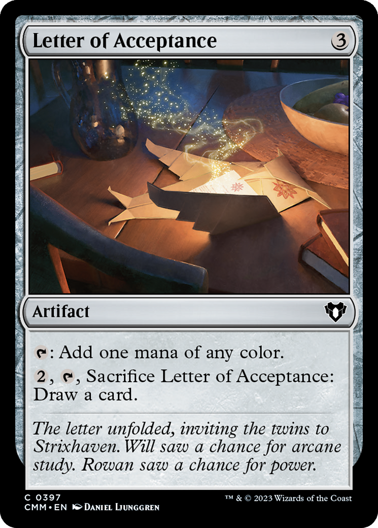 Letter of Acceptance (CMM-397)  - Commander Masters