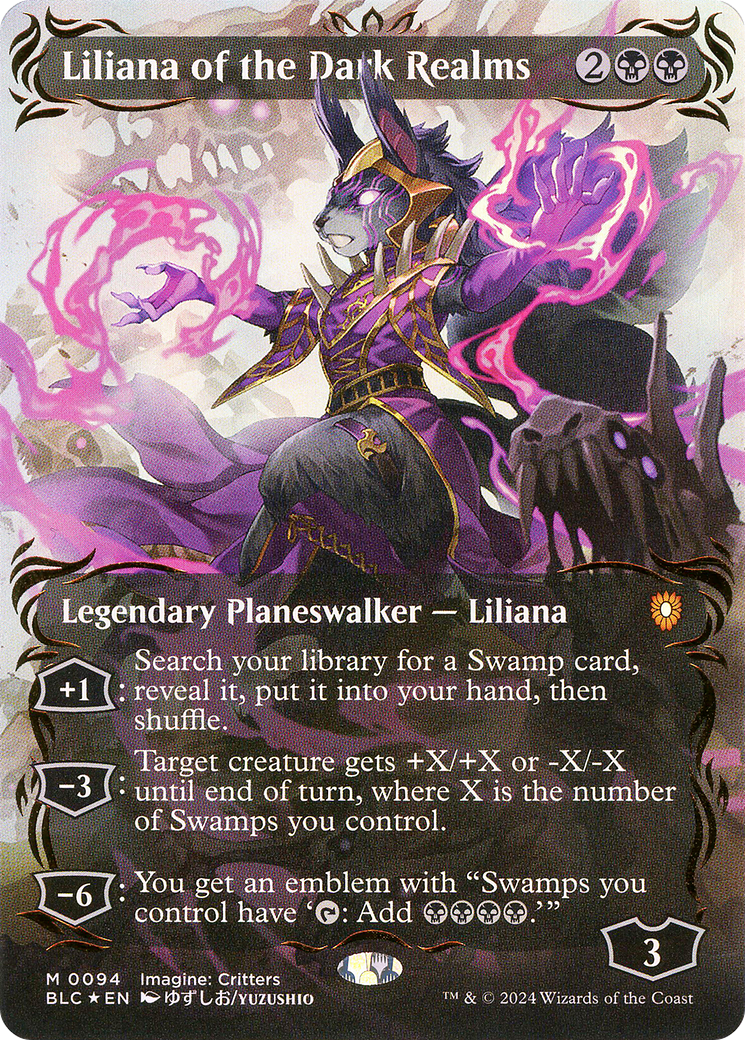 Liliana of the Dark Realms (Borderless) (Raised Foil) (BLC-094)  Foil - Bloomburrow Commander