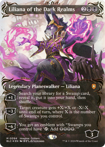 Liliana of the Dark Realms (Borderless) (Raised Foil) (BLC-094)  Foil - Bloomburrow Commander