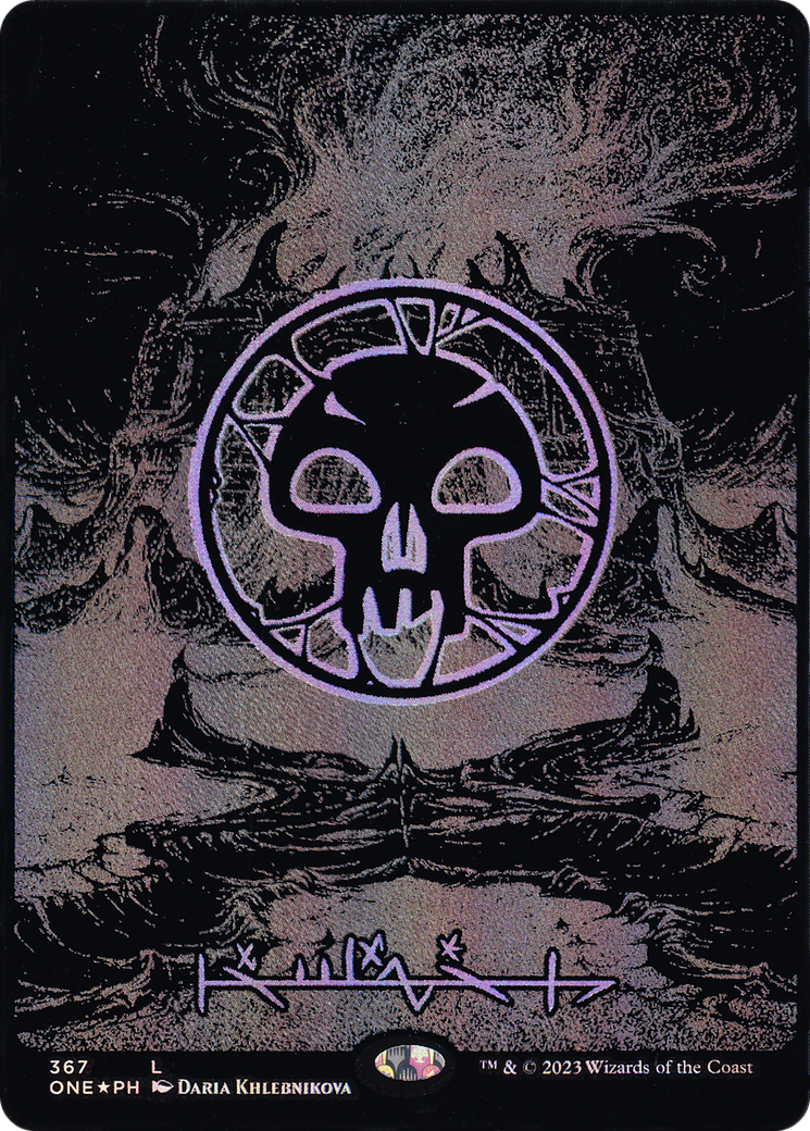 Swamp (Phyrexian) - Full Art (Oil Slick Raised Foil) (ONE-367)  Foil - Phyrexia: All Will Be One (Borderless)
