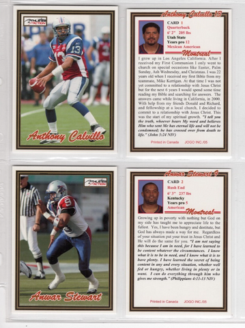 2005 Jogo CFL Canadian Football Athletes In Action Set of 7 Cards