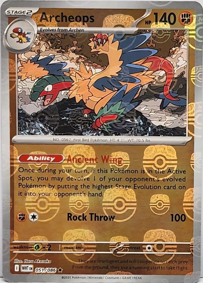 Archeops (Master Ball Pattern) 051/086  - Holofoil SV White Flare - Rare