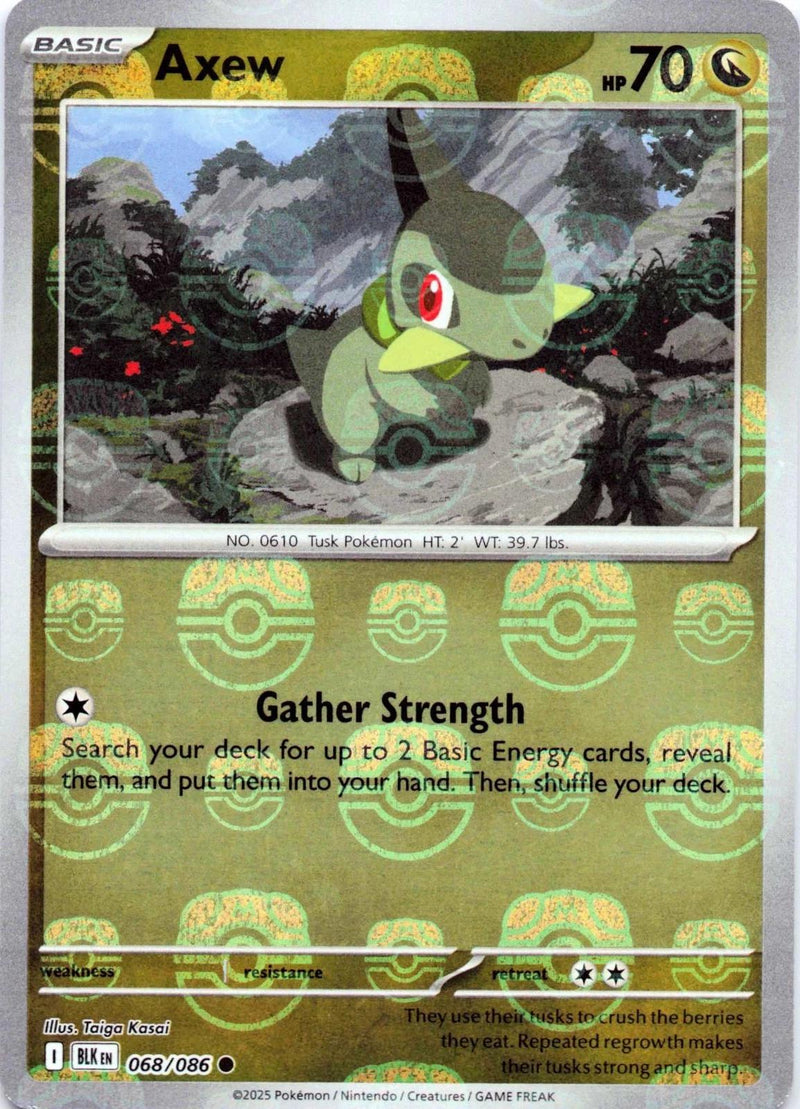 Axew (Master Ball Pattern) 068/086  - Holofoil SV Black Bolt - Common