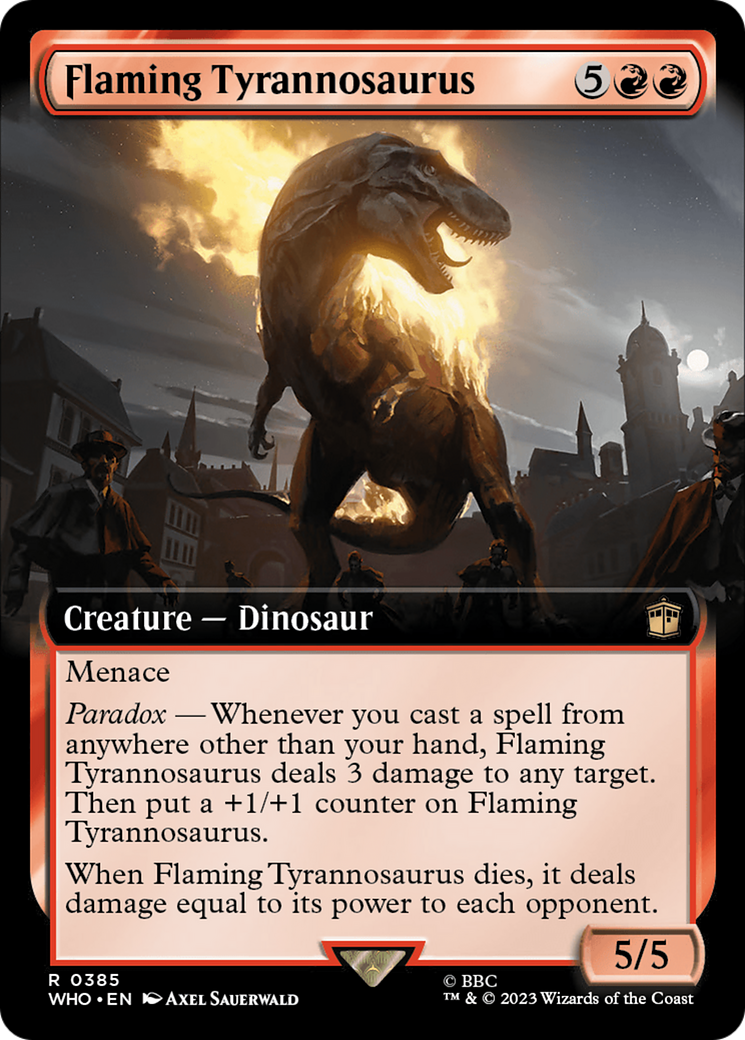 Flaming Tyrannosaurus (Extended Art) (WHO-385)  Foil - Doctor Who: (Extended Art)