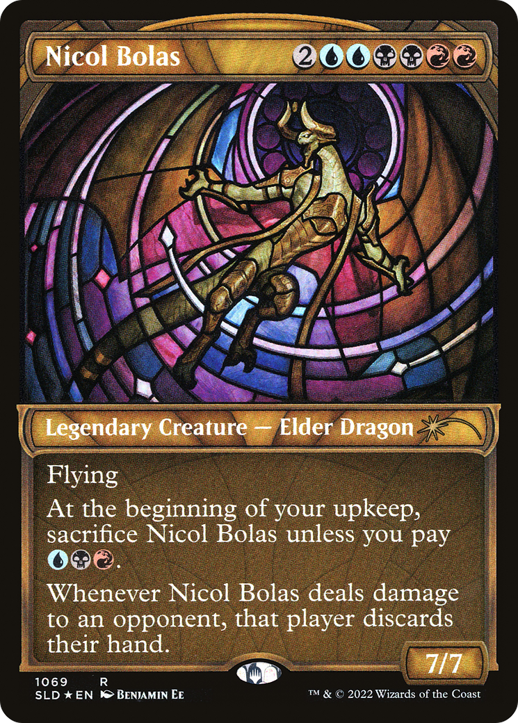 Nicol Bolas (Stained Glass) (Textured Foil) (SLD-1069) - Secret Lair Drop: (Showcase) Foil