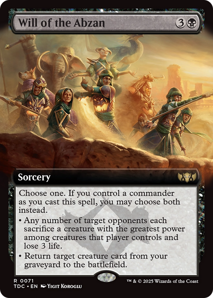 Will of the Abzan (Extended Art) (TDC-071) - Commander: Tarkir: Dragonstorm: (Extended Art)