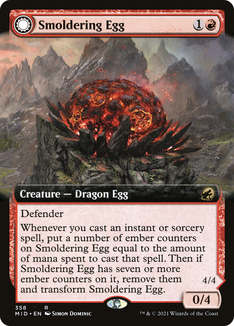 Smoldering Egg (Extended Art) (MID-358)  Foil - Innistrad: Midnight Hunt: (Extended Art, Double Faced Transform)