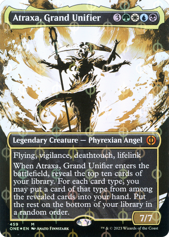 Atraxa, Grand Unifier (Showcase) (Step-and-Compleat Foil) (ONE-459)  Foil - Phyrexia: All Will Be One: (Showcase) (Borderless)