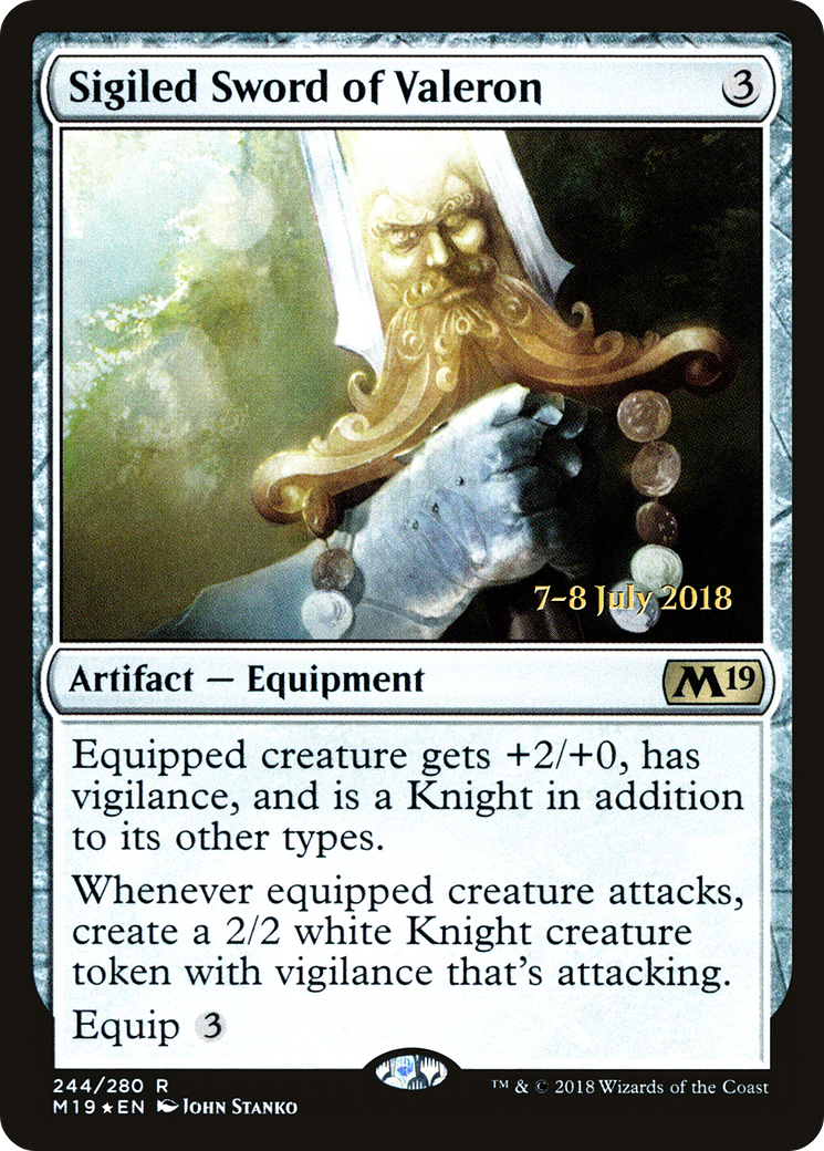Sigiled Sword of Valeron (PRE-244S) - Core Set 2019 Promos Foil