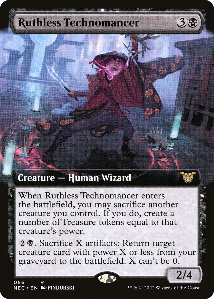 Ruthless Technomancer (Extended Art) (NEC-056)  - Neon Dynasty Commander: (Extended Art)