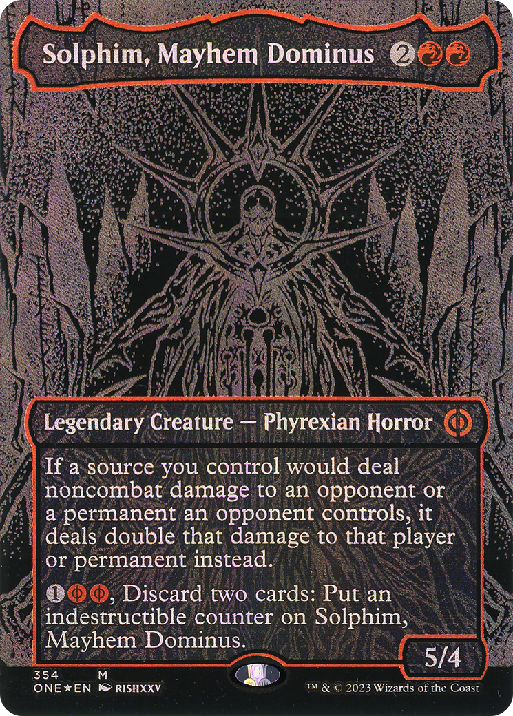 Solphim, Mayhem Dominus (Oil Slick Raised Foil) (ONE-354)  Foil - Phyrexia: All Will Be One (Borderless)