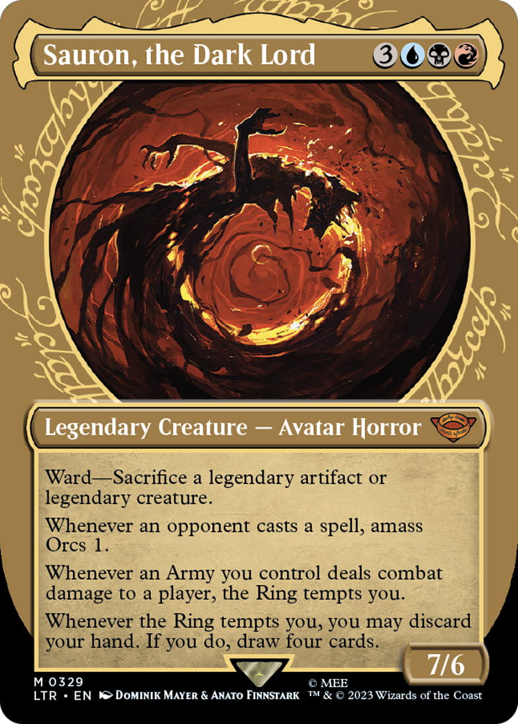 Sauron, the Dark Lord (Showcase) (LTR-329)  Foil - The Lord of the Rings: Tales of Middle-earth: (Showcase) (Borderless)