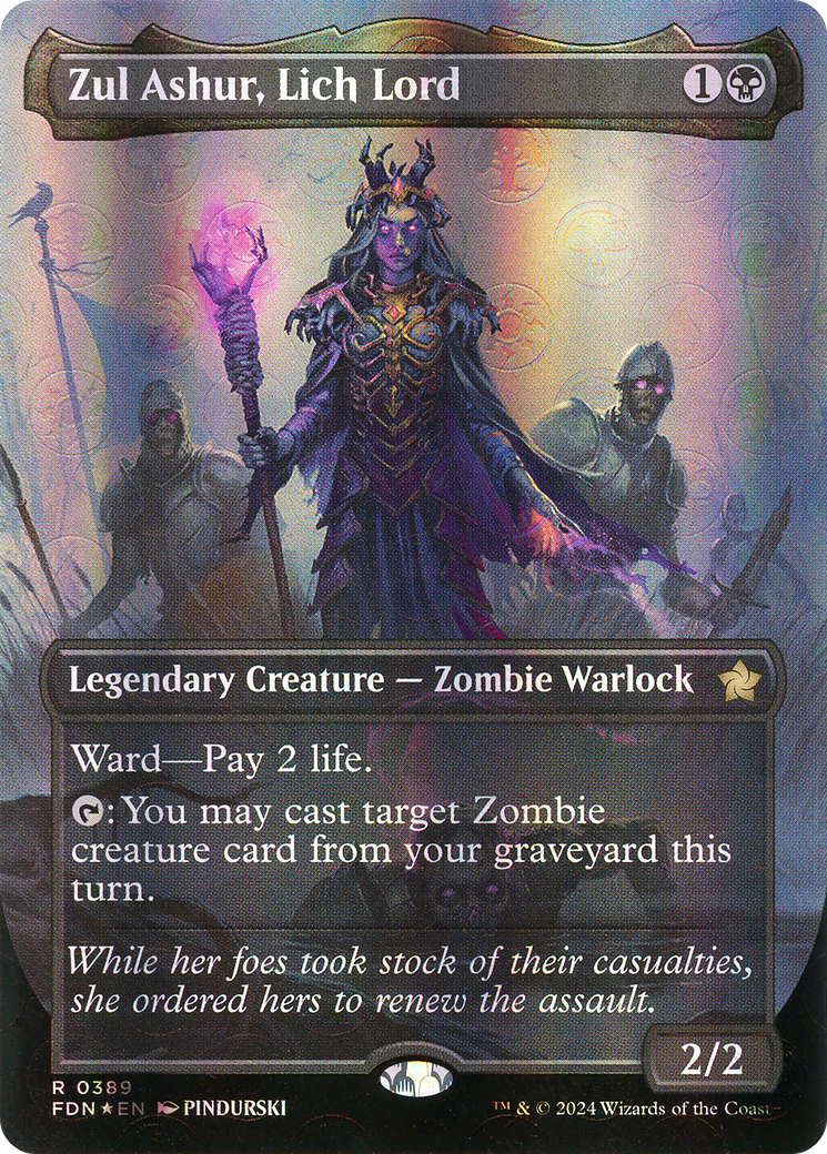Zul Ashur, Lich Lord (Borderless) (Mana Foil) (FDN-389)  Foil - Foundations