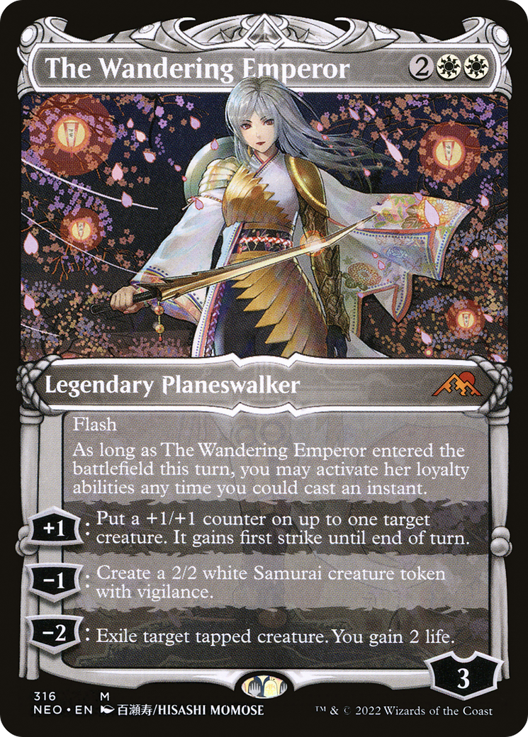 The Wandering Emperor (Showcase) (NEO-316) - Kamigawa: Neon Dynasty: (Showcase) Foil