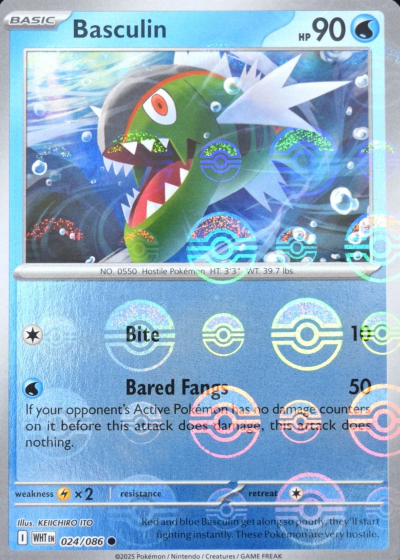 Basculin (Poke Ball Pattern) 024/086  - Holofoil SV White Flare - Common