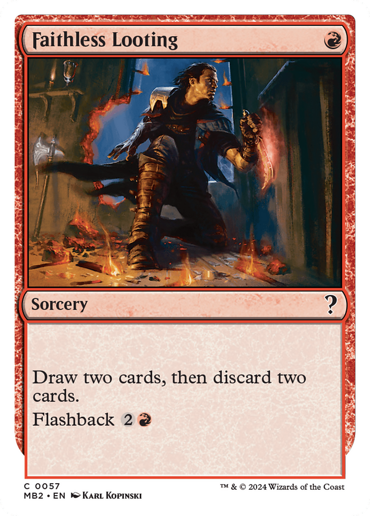 Faithless Looting (White Border) (MB2-057)  - Mystery Booster 2