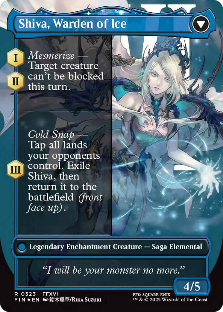 Jill, Shiva's Dominant // Shiva, Warden of Ice (FIN-523) - FINAL FANTASY (Borderless) Surge Foil