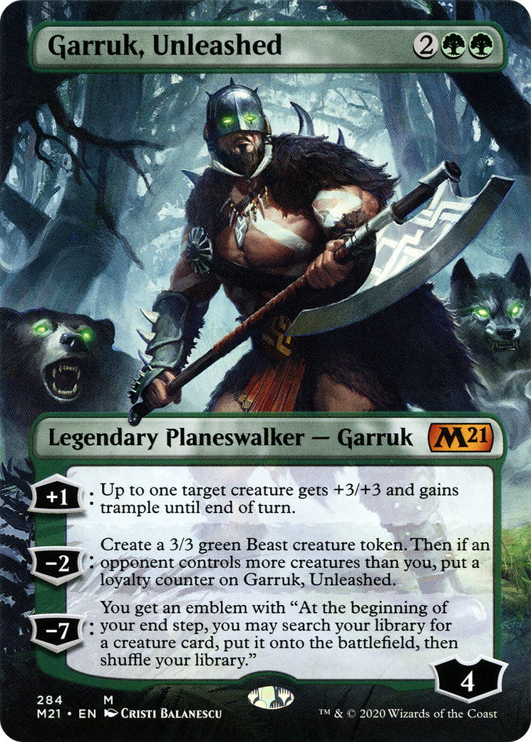 Garruk, Unleashed (Borderless) (M21-284)  Foil - Core Set 2021