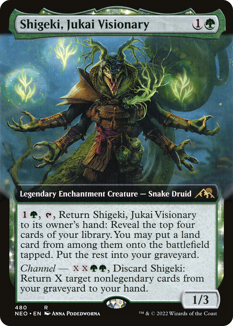 Shigeki, Jukai Visionary (Extended Art) (NEO-480)  - Kamigawa: Neon Dynasty: (Extended Art, enchantment)