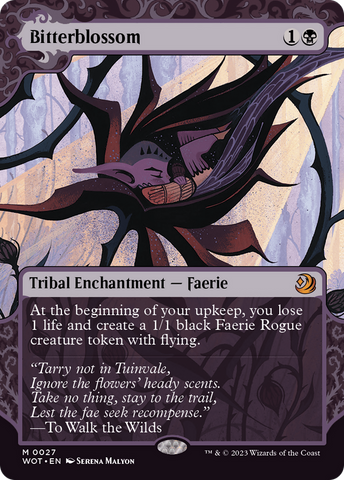 Bitterblossom (WOT-027)  Foil - Wilds of Eldraine: Enchanting Tales: (Showcase) (Borderless)