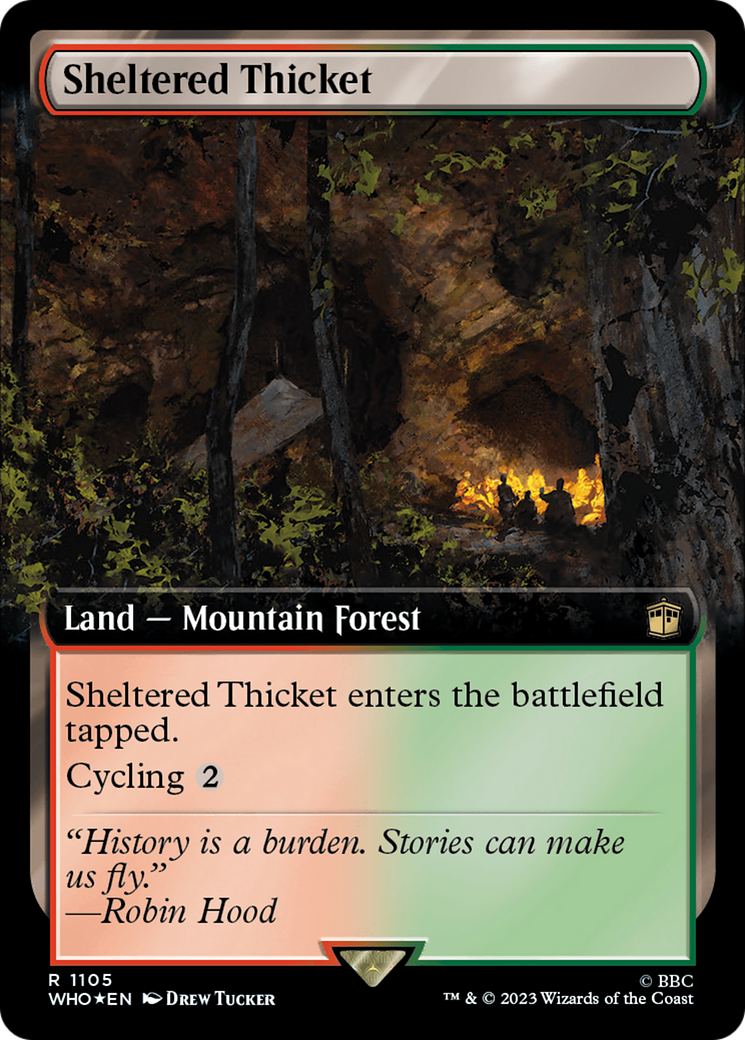 Sheltered Thicket (Extended Art) (Surge Foil) (WHO-1105)  Foil - Doctor Who: (Extended Art)