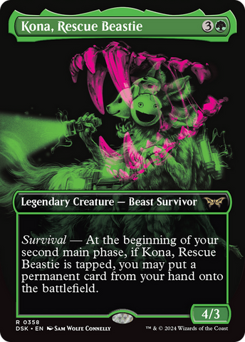 Kona, Rescue Beastie (Showcase) (DSK-358)  Foil - Duskmourn: House of Horror (Borderless)