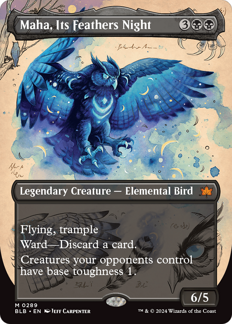 Maha, Its Feather Night (Borderless) (BLB-289)  Foil - Bloomburrow: (Showcase)