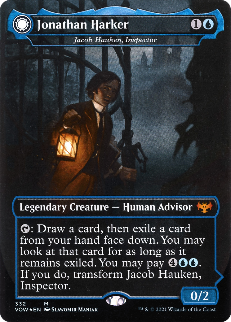 Jonathan Harker - Jacob Hauken, Inspector (VOW-332)  Foil - Innistrad: Crimson Vow: (Double Faced Transform) (Borderless)