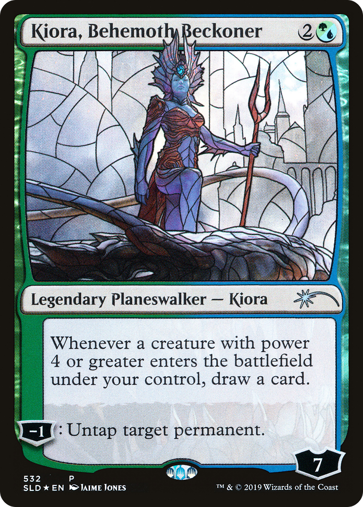 Kiora, Behemoth Beckoner (Stained Glass) (SLD-532)  Foil - Secret Lair Drop