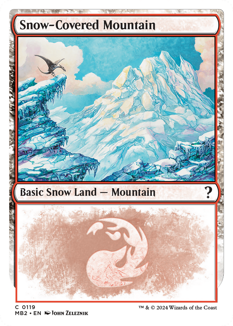 Snow-Covered Mountain (White Border) (MB2-119)  - Mystery Booster 2: (snow)