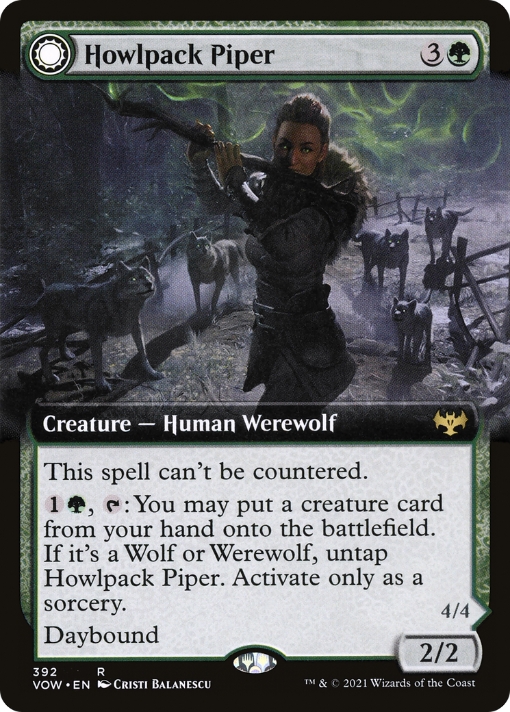 Howlpack Piper (Extended Art) (VOW-392)  Foil - Innistrad: Crimson Vow: (Extended Art, Double Faced Transform)