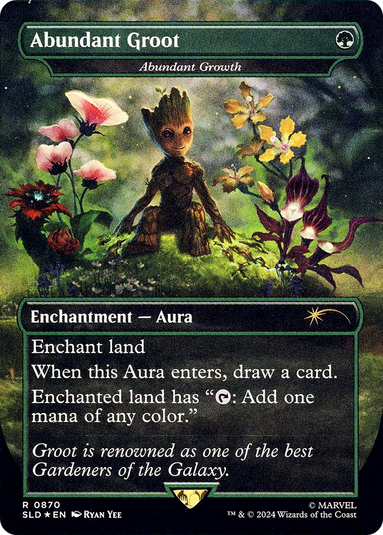 Abundant Groot - Abundant Growth (Rainbow Foil) (SLD-870)  Foil - Secret Lair Drop / Abundant Groot (Borderless)