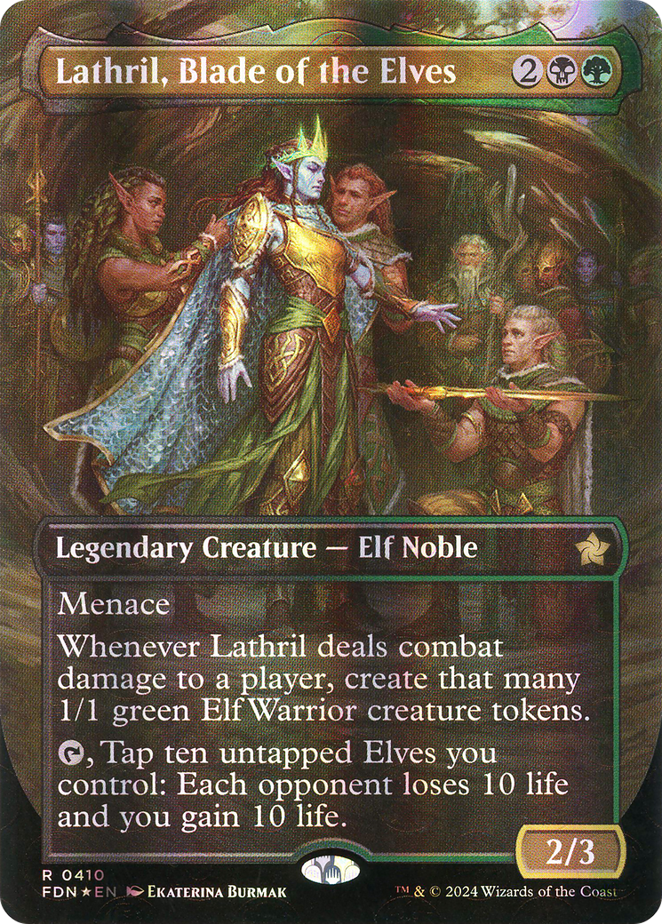 Lathril, Blade of the Elves (Borderless) (Mana Foil) (FDN-410)  Foil - Foundations