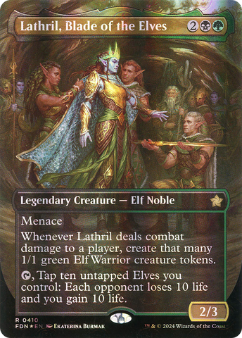 Lathril, Blade of the Elves (Borderless) (Mana Foil) (FDN-410)  Foil - Foundations