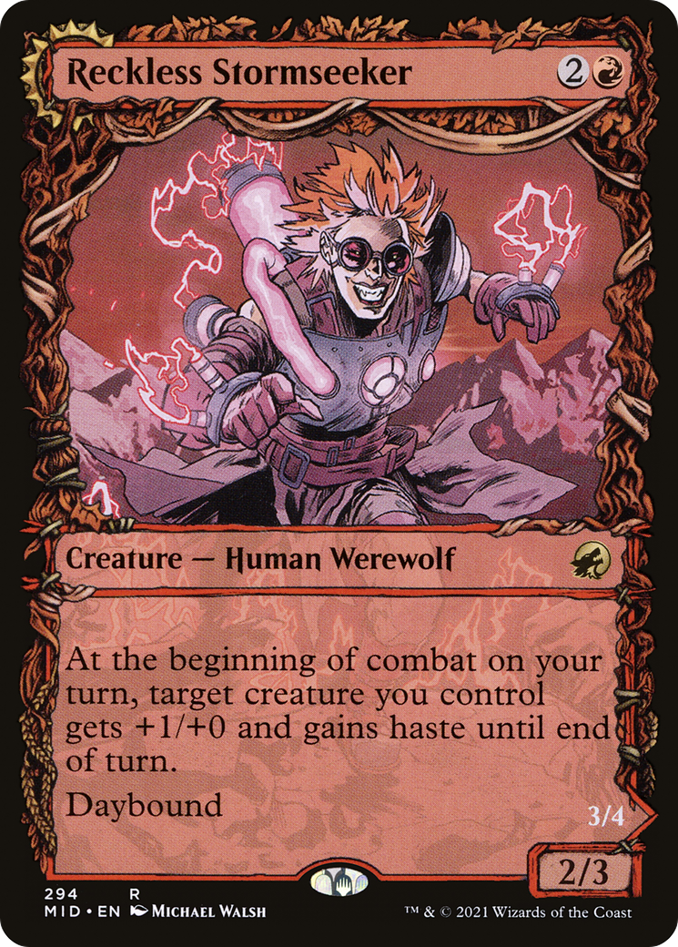 Reckless Stormseeker (Showcase) (MID-294)  - Innistrad: Midnight Hunt: (Showcase, Double Faced Transform)