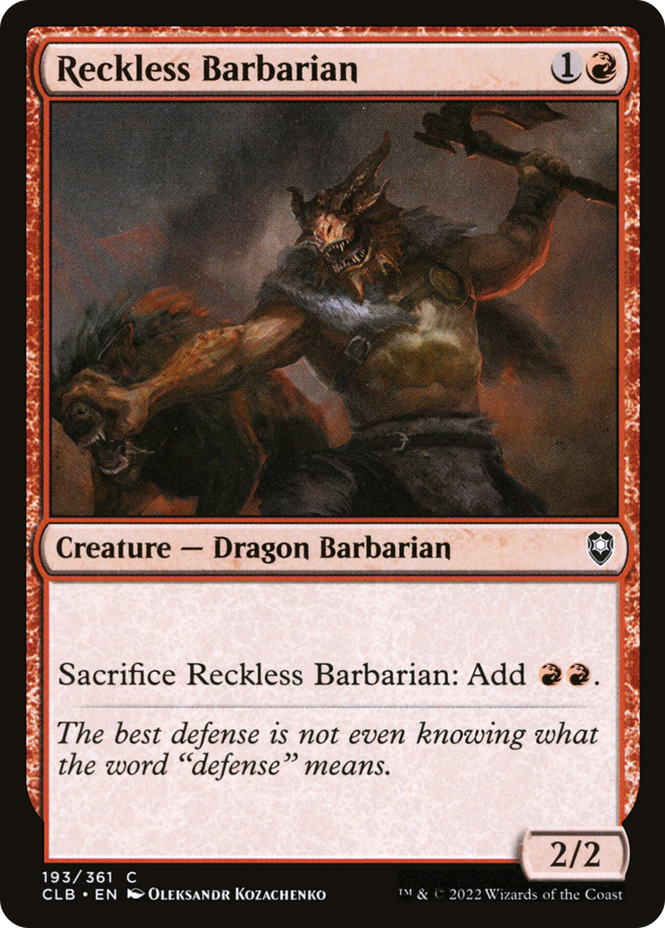 Reckless Barbarian (CLB-193)  - Commander Legends: Battle for Baldur's Gate