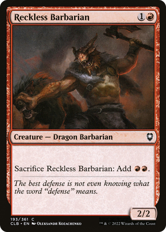 Reckless Barbarian (CLB-193)  Foil - Commander Legends: Battle for Baldur's Gate